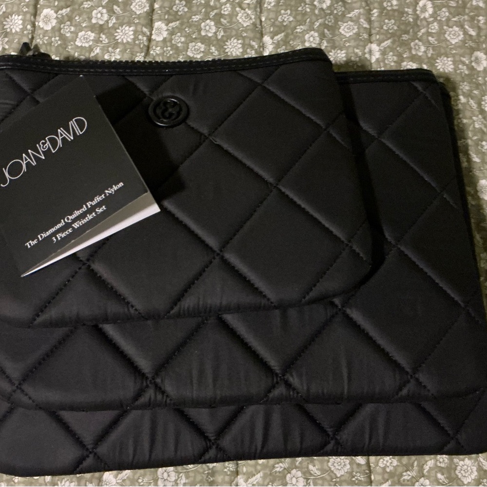 Joan & David Black Quilted Pouch Set.